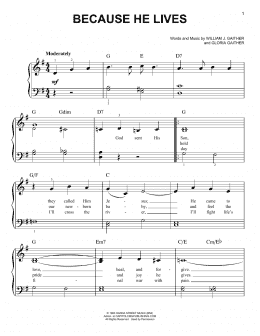 page one of Because He Lives (Easy Piano)