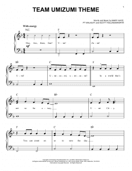 page one of Team Umizumi Theme (Easy Piano)