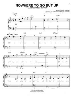 page one of Nowhere To Go But Up (from Mary Poppins Returns) (Easy Piano)