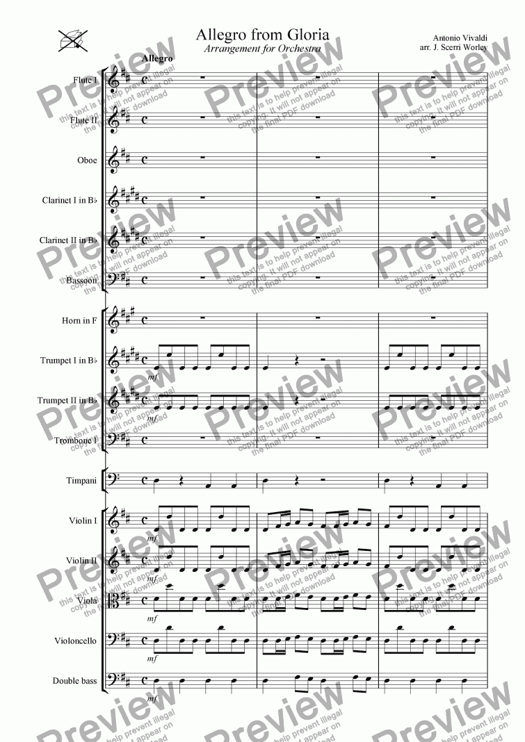 page one of Allegro from Vivaldi's Gloria