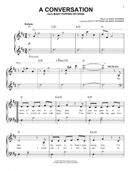 page one of A Conversation (from Mary Poppins Returns) (Easy Piano)