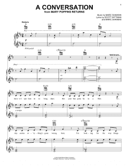 page one of A Conversation (from Mary Poppins Returns) (Piano, Vocal & Guitar Chords (Right-Hand Melody))