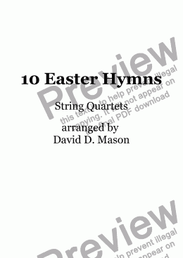 page one of 10 Easter Hymns for String Quartet with Piano accompaniment