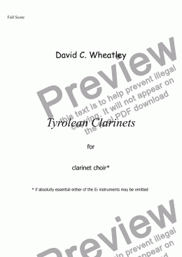 page one of Tyrolean clarinets for clarinet choir by David Wheatley