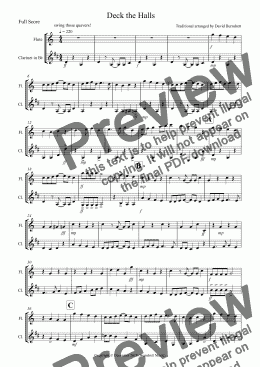 page one of Deck the Halls (Jazzy Style!) for Flute and Clarinet 