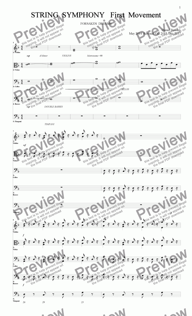 page one of String Symphony 1st Movement