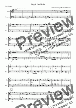 page one of Deck the Halls (Jazzy Style!) for Flute and Bassoon 