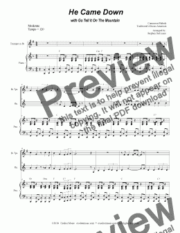 page one of He Came Down (with "Go Tell It On The Mountain") (Duet for Bb-Trumpet & French Horn)