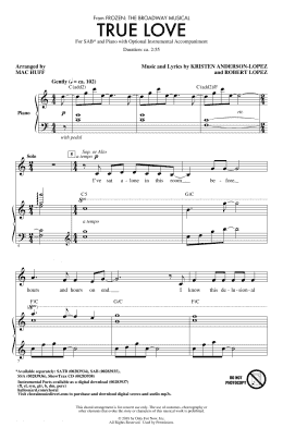 page one of True Love (from Frozen: the Broadway Musical) (Arr. Mac Huff) (SAB Choir)