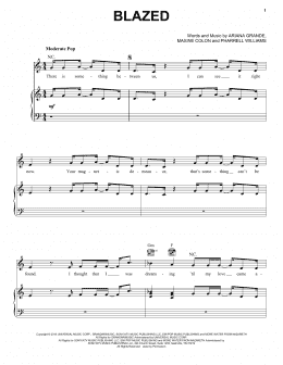 page one of Blazed (feat. Pharrell Williams) (Piano, Vocal & Guitar Chords (Right-Hand Melody))