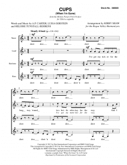 page one of Cups (When I'm Gone) (from Pitch Perfect) (arr. Kirby Shaw) (SSAA Choir)