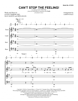 page one of Can't Stop the Feeling! (arr. Aaron Dale) (SSAA Choir)