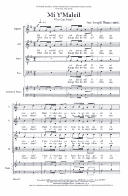page one of Mi Y'maleil (Who Can Retell?) (SATB Choir)