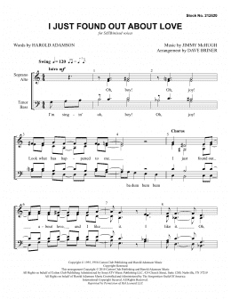 page one of I Just Found out About Love (arr. Dave Briner) (SATB Choir)