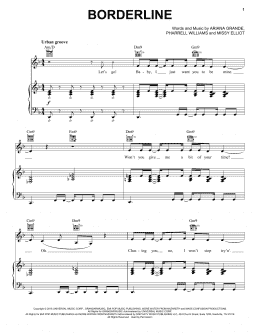 page one of Borderline (feat. Missy Elliot) (Piano, Vocal & Guitar Chords (Right-Hand Melody))