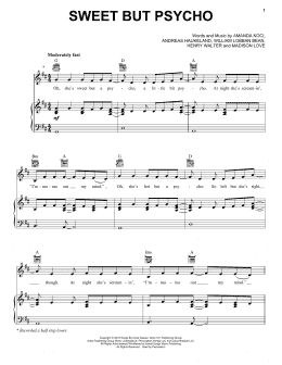 page one of Sweet But Psycho (Piano, Vocal & Guitar Chords (Right-Hand Melody))