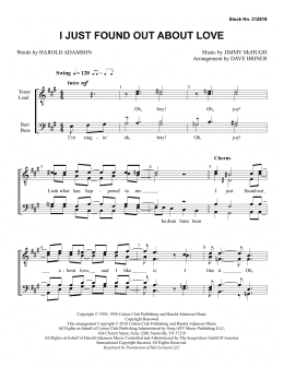 page one of I Just Found out About Love (arr. Dave Briner) (TTBB Choir)