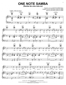 page one of One Note Samba (Samba De Uma Nota So) (Piano, Vocal & Guitar Chords (Right-Hand Melody))