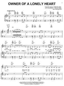 page one of Owner Of A Lonely Heart (Piano, Vocal & Guitar Chords (Right-Hand Melody))