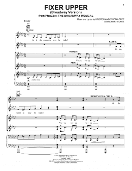 page one of Fixer Upper (from Frozen: The Broadway Musical) (Piano, Vocal & Guitar Chords (Right-Hand Melody))