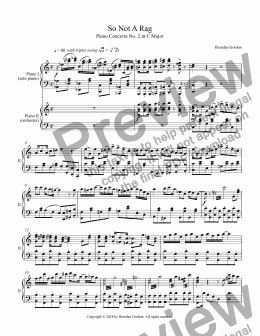 page one of Ragtime Piano Concerto in C Major, complete 2-piano score
