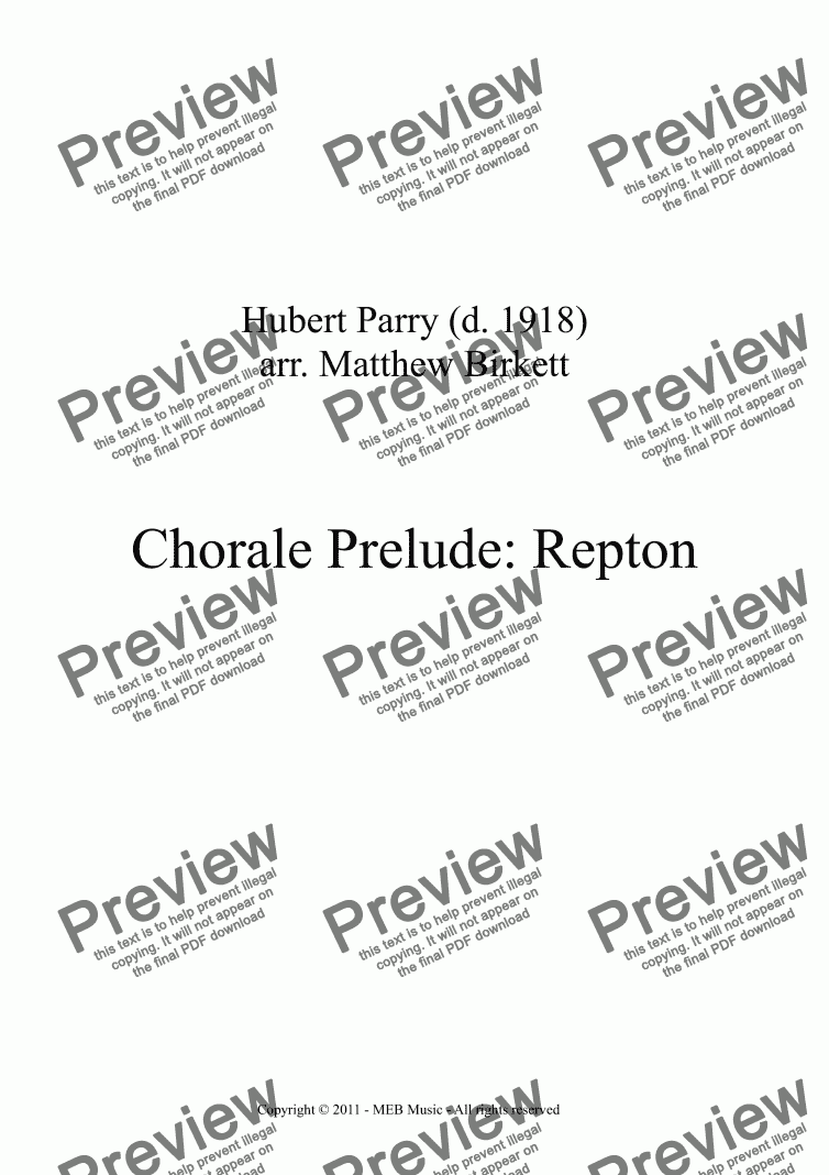 page one of Chorale Prelude: Repton
