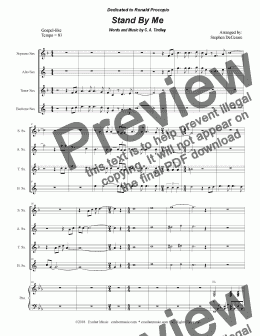 page one of Stand By Me (for Saxophone Quartet and Piano)