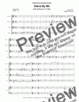 page one of Stand By Me (for String Quartet and Piano)
