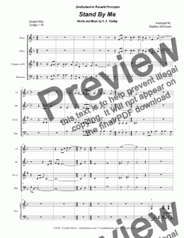 page one of Stand By Me (for Woodwind Quartet and Piano)