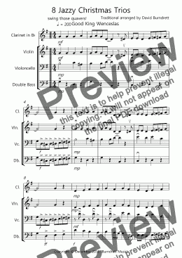page one of 8 Jazzy Christmas Trios for Clarinet or Violin, Cello and Bass