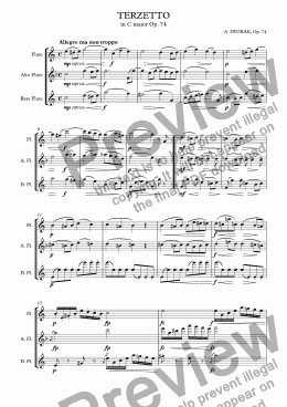 page one of Dvorak Terzetto arr. flute, altoflute and bassflute