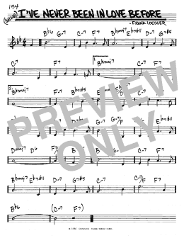 page one of I've Never Been In Love Before (Real Book – Melody & Chords – C Instruments)