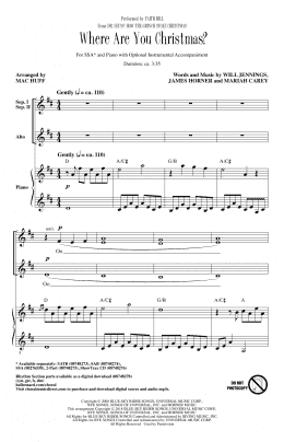 page one of Where Are You Christmas? (arr. Mac Huff) (from How The Grinch Stole Christmas) (SSA Choir)
