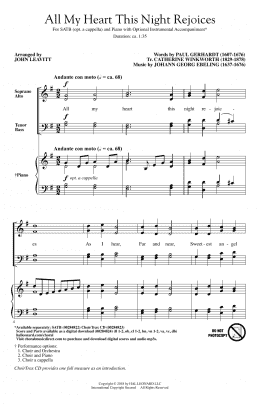 page one of All My Heart This Night Rejoices (arr. John Leavitt) (SATB Choir)