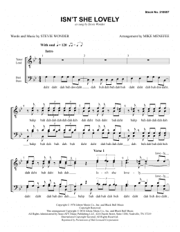 page one of Isn't She Lovely (arr. Mike Menefee) (TTBB Choir)