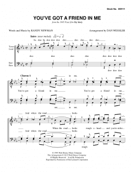 page one of You've Got A Friend In Me (from Toy Story) (arr. Dan Wessler) (TTBB Choir)