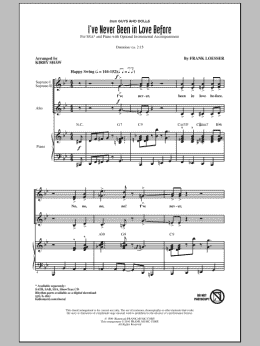 page one of I've Never Been In Love Before (SSA Choir)