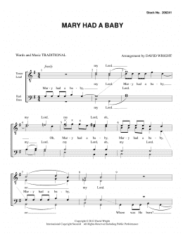 page one of Mary Had A Baby (arr. David Wright) (TTBB Choir)