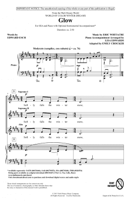 page one of Glow (arr. Emily Crocker) (SSA Choir)