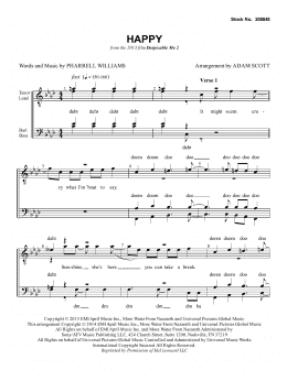 page one of Happy (from Despicable Me 2) (arr. Adam Scott) (TTBB Choir)