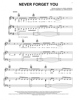 page one of Never Forget You (Piano, Vocal & Guitar Chords (Right-Hand Melody))