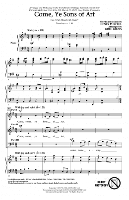 page one of Come, Ye Sons Of Art (arr. Greg Gilpin) (3-Part Mixed Choir)
