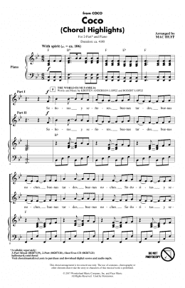 page one of Coco (Choral Highlights) (2-Part Choir)