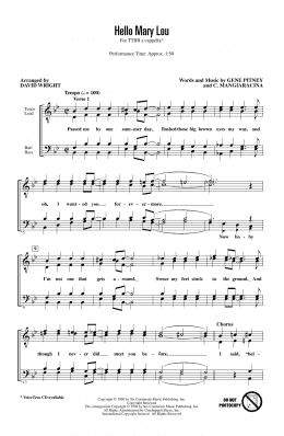 page one of Hello Mary Lou (arr. David Wright) (TTBB Choir)