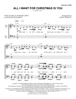 page one of All I Want For Christmas Is You (arr. Larry Triplett) (SSAA Choir)