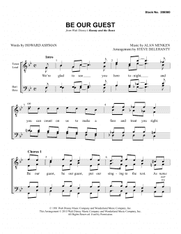 page one of Be Our Guest (from Beauty and The Beast) (arr. Steve Delehanty) (TTBB Choir)