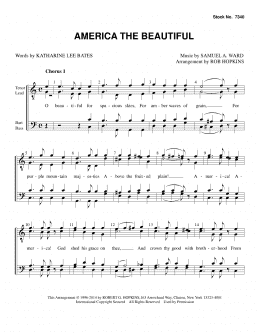 page one of America, the Beautiful (arr. Rob Hopkins) (TTBB Choir)