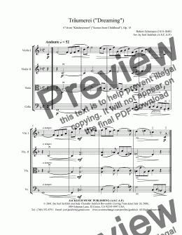 page one of Träumerei (String Quartet)