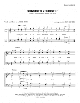 page one of Consider Yourself (from Oliver) (arr. Tom Gentry) (TTBB Choir)
