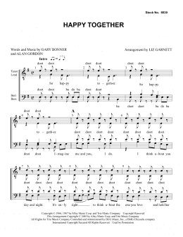 page one of Happy Together (arr. Liz Garnett) (TTBB Choir)